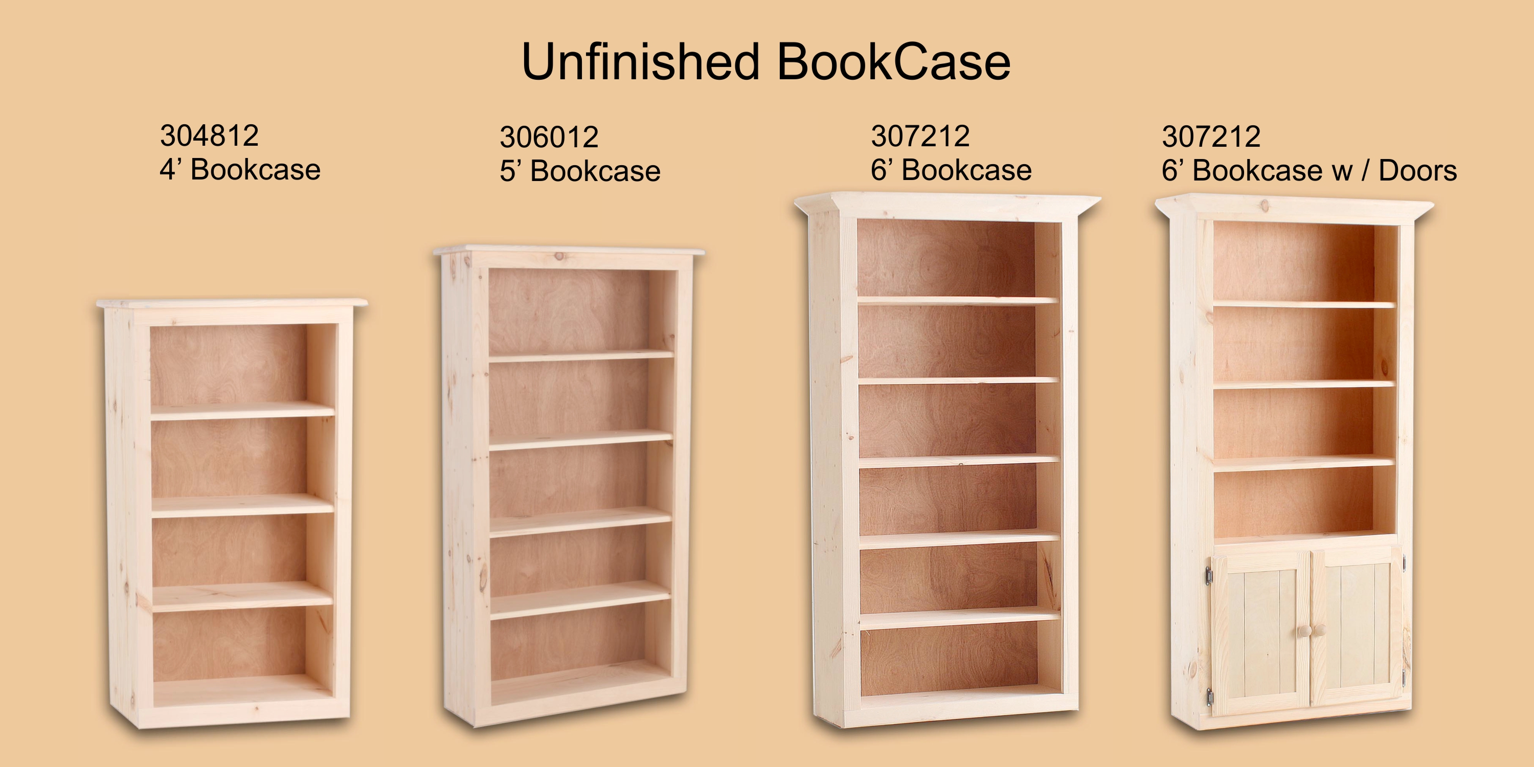 Unfinished Page 10 A H Woodworking, Unpainted Wood Bookcases
