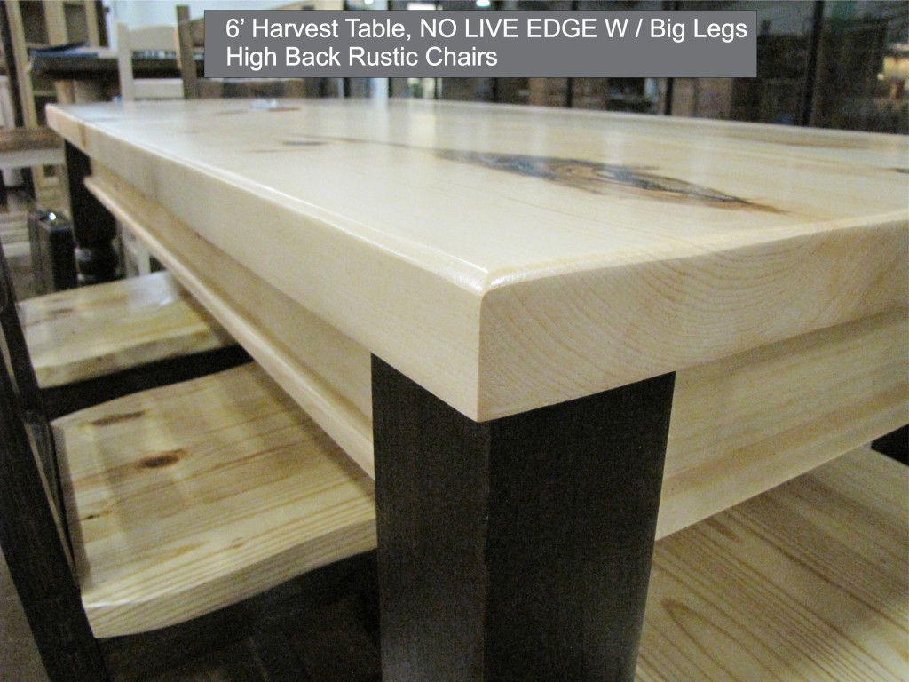 6 foot Harvest Table and bench with NO LIVE EDGE 2